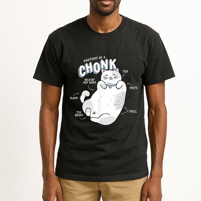 Funny Chonk Cat Meme Anatomy Of A Chonk Tall T-Shirt