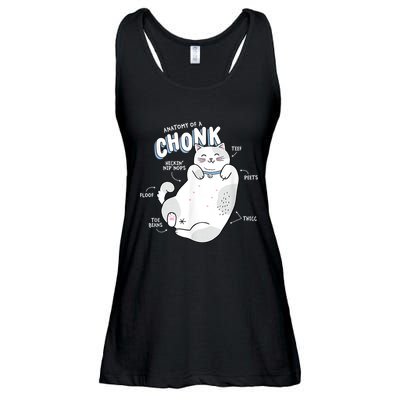Funny Chonk Cat Meme Anatomy Of A Chonk Ladies Essential Flowy Tank