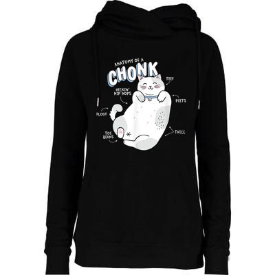 Funny Chonk Cat Meme Anatomy Of A Chonk Womens Funnel Neck Pullover Hood