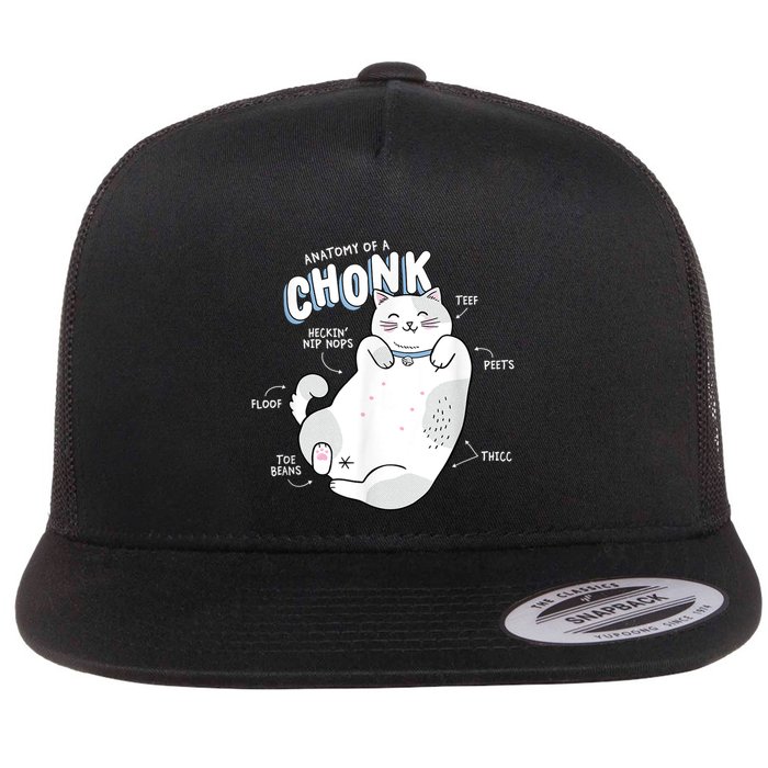 Funny Chonk Cat Meme Anatomy Of A Chonk Flat Bill Trucker Hat
