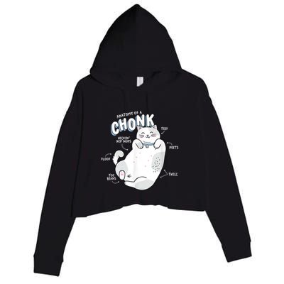 Funny Chonk Cat Meme Anatomy Of A Chonk Crop Fleece Hoodie