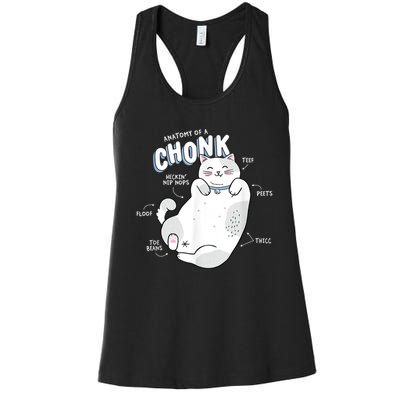 Funny Chonk Cat Meme Anatomy Of A Chonk Women's Racerback Tank