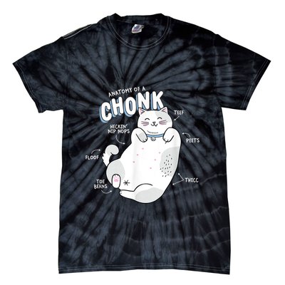 Funny Chonk Cat Meme Anatomy Of A Chonk Tie-Dye T-Shirt