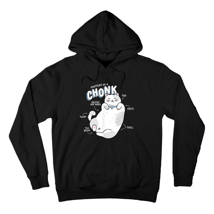 Funny Chonk Cat Meme Anatomy Of A Chonk Tall Hoodie