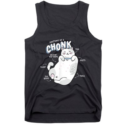 Funny Chonk Cat Meme Anatomy Of A Chonk Tank Top