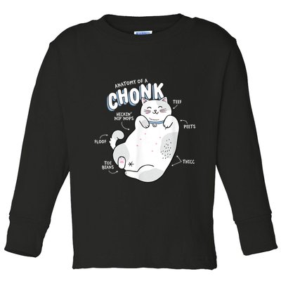 Funny Chonk Cat Meme Anatomy Of A Chonk Toddler Long Sleeve Shirt