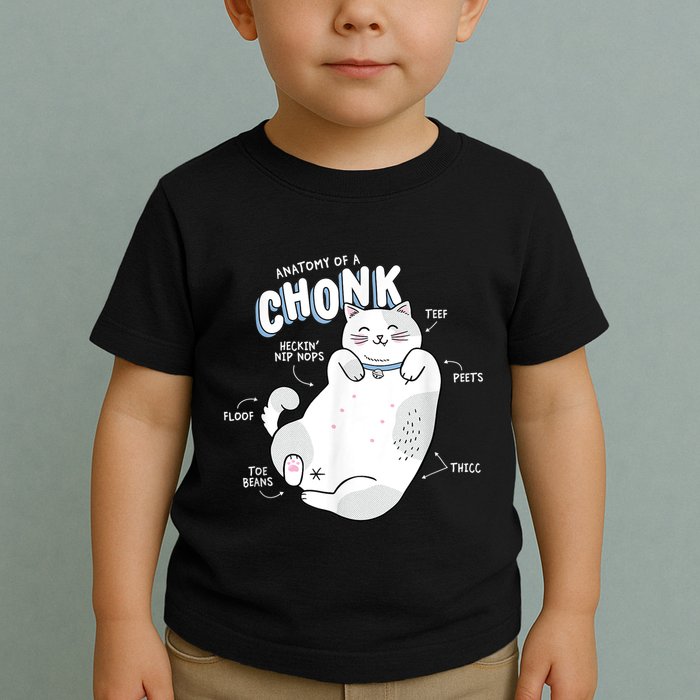 Funny Chonk Cat Meme Anatomy Of A Chonk Toddler T-Shirt