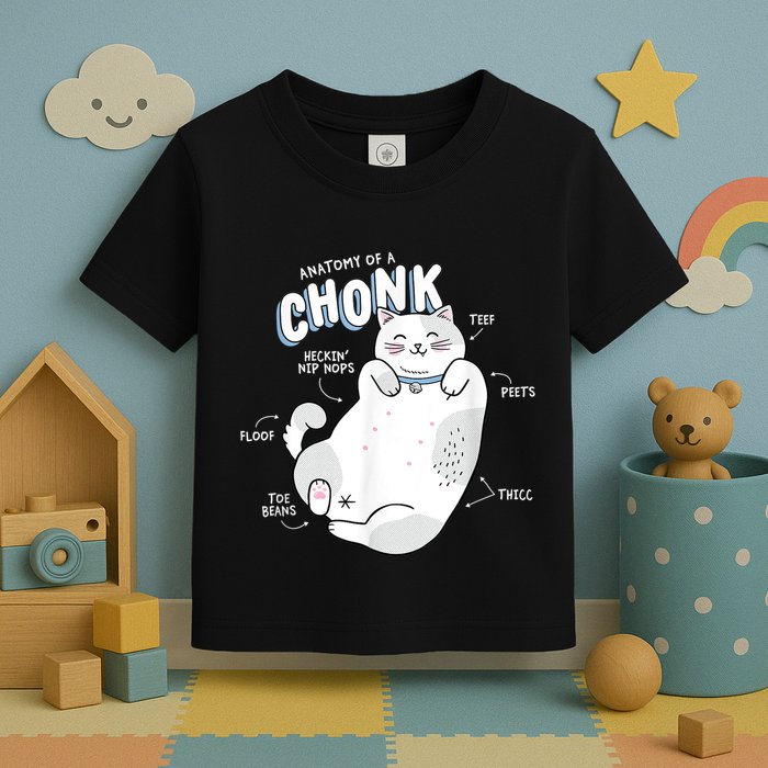 Funny Chonk Cat Meme Anatomy Of A Chonk Toddler T-Shirt