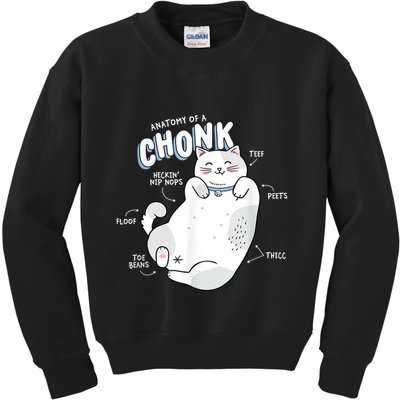 Funny Chonk Cat Meme Anatomy Of A Chonk Kids Sweatshirt