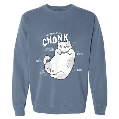 Funny Chonk Cat Meme Anatomy Of A Chonk Garment-Dyed Sweatshirt