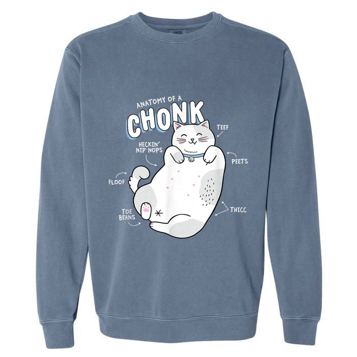 Funny Chonk Cat Meme Anatomy Of A Chonk Garment-Dyed Sweatshirt