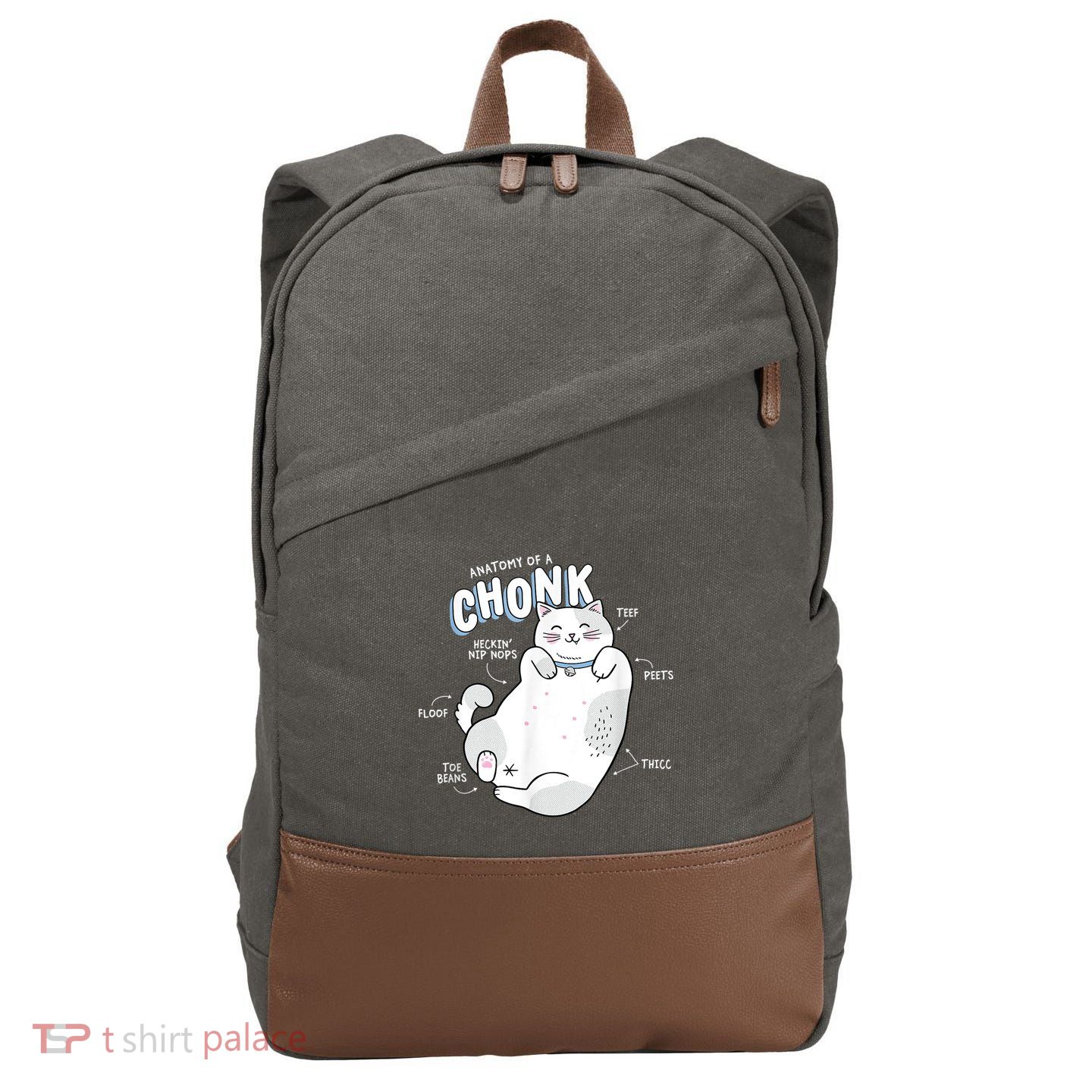 Funny Chonk Cat Meme Anatomy Of A Chonk Cotton Canvas Backpack