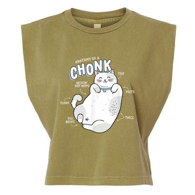 Funny Chonk Cat Meme Anatomy Of A Chonk Garment-Dyed Women's Muscle Tee