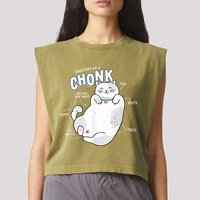 Funny Chonk Cat Meme Anatomy Of A Chonk Garment-Dyed Women's Muscle Tee