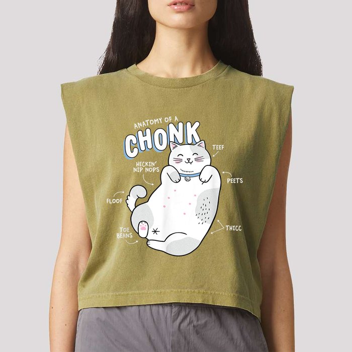 Funny Chonk Cat Meme Anatomy Of A Chonk Garment-Dyed Women's Muscle Tee
