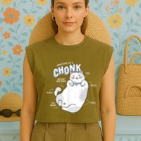 Funny Chonk Cat Meme Anatomy Of A Chonk Garment-Dyed Women's Muscle Tee