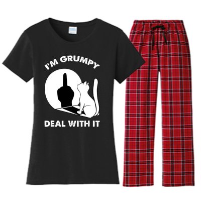 Funny Cat Cat Shadow IM Grumpy Deal With It Women's Flannel Pajama Set