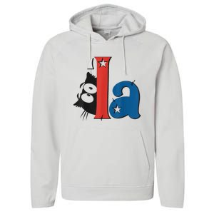 Funny Cat Comma La Kamala Harris For President 2024 Election Performance Fleece Hoodie