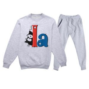 Funny Cat Comma La Kamala Harris For President 2024 Election Premium Crewneck Sweatsuit Set