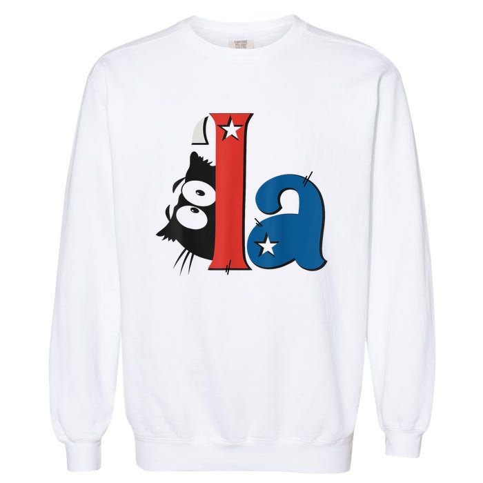 Funny Cat Comma La Kamala Harris For President 2024 Election Garment-Dyed Sweatshirt