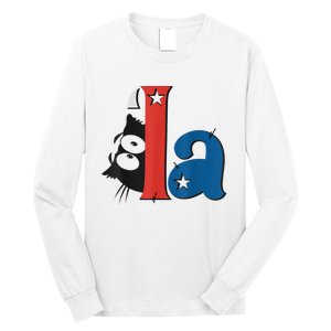 Funny Cat Comma La Kamala Harris For President 2024 Election Long Sleeve Shirt