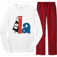 Funny Cat Comma La Kamala Harris For President 2024 Election Long Sleeve Pajama Set