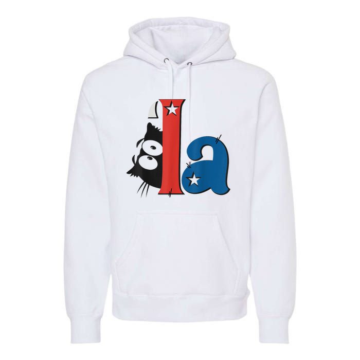 Funny Cat Comma La Kamala Harris For President 2024 Election Premium Hoodie