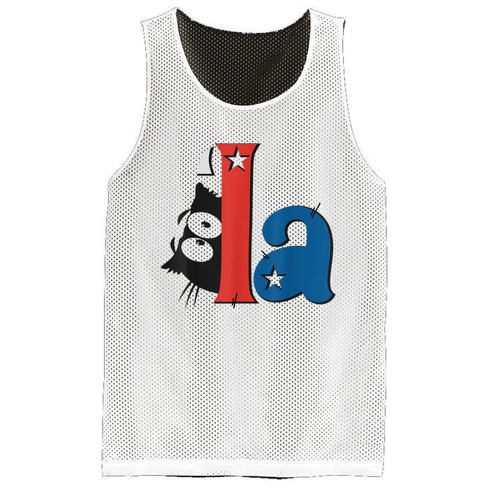 Funny Cat Comma La Kamala Harris For President 2024 Election Mesh Reversible Basketball Jersey Tank