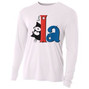 Funny Cat Comma La Kamala Harris For President 2024 Election Cooling Performance Long Sleeve Crew