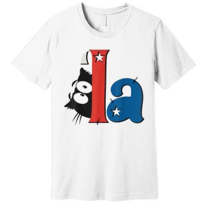 Funny Cat Comma La Kamala Harris For President 2024 Election Premium T-Shirt