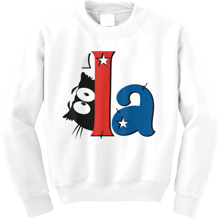 Funny Cat Comma La Kamala Harris For President 2024 Election Kids Sweatshirt