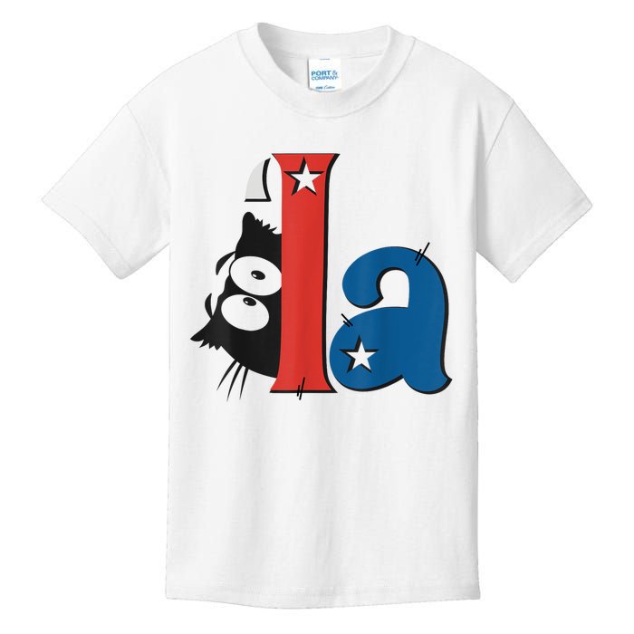 Funny Cat Comma La Kamala Harris For President 2024 Election Kids T-Shirt