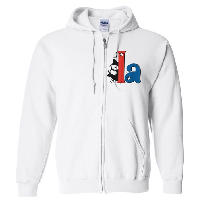 Funny Cat Comma La Kamala Harris For President 2024 Election Full Zip Hoodie