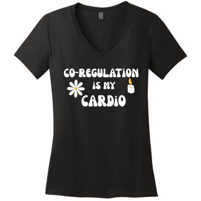 Flower Candle Co Regulation Is My Cardio Groovy Flowers Candle Wick Women's V-Neck T-Shirt