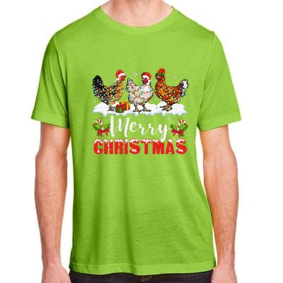 Funny Christmas Chicken Santa Hat Lights Xmas Holiday Adult ChromaSoft Performance T-Shirt