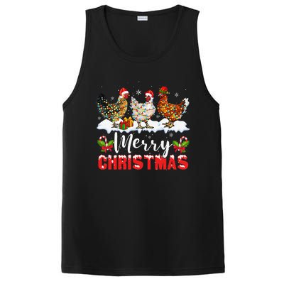 Funny Christmas Chicken Santa Hat Lights Xmas Holiday PosiCharge Competitor Tank