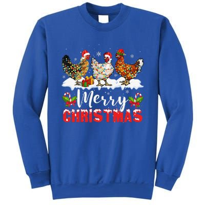 Funny Christmas Chicken Santa Hat Lights Xmas Holiday Sweatshirt