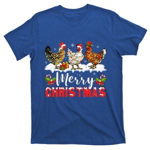 Funny Christmas Chicken Santa Hat Lights Xmas Holiday T-Shirt