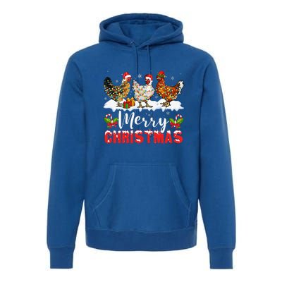 Funny Christmas Chicken Santa Hat Lights Xmas Holiday Premium Hoodie