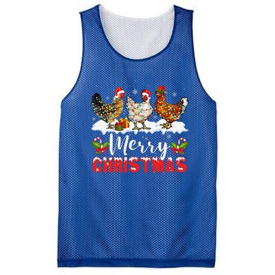 Funny Christmas Chicken Santa Hat Lights Xmas Holiday Mesh Reversible Basketball Jersey Tank