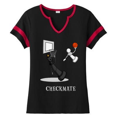 Funny Checkmate Chess Basketball Game Board King Pawn Piece Ladies Halftime Notch Neck Tee