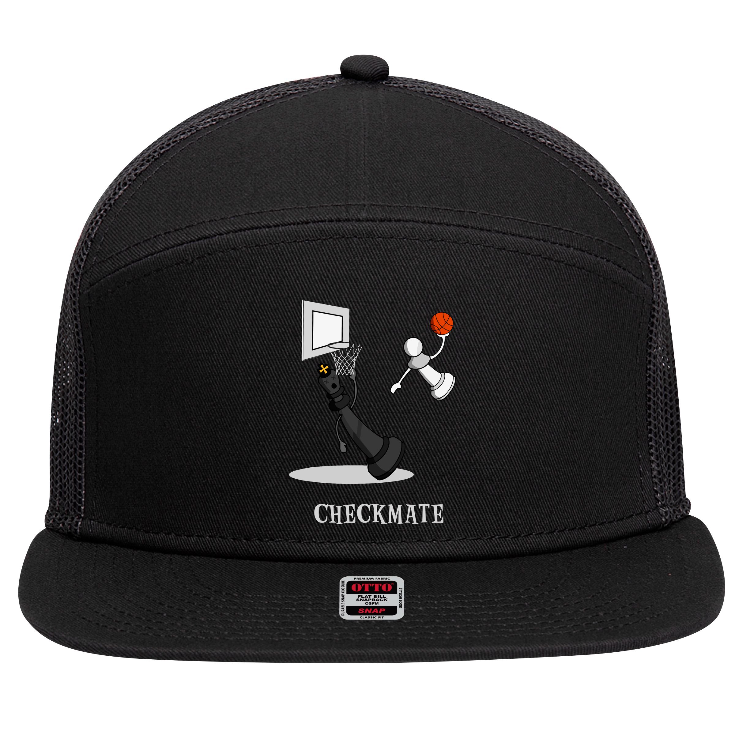 Funny Checkmate Chess Basketball Game Board King Pawn Piece 7 Panel Mesh Trucker Snapback Hat