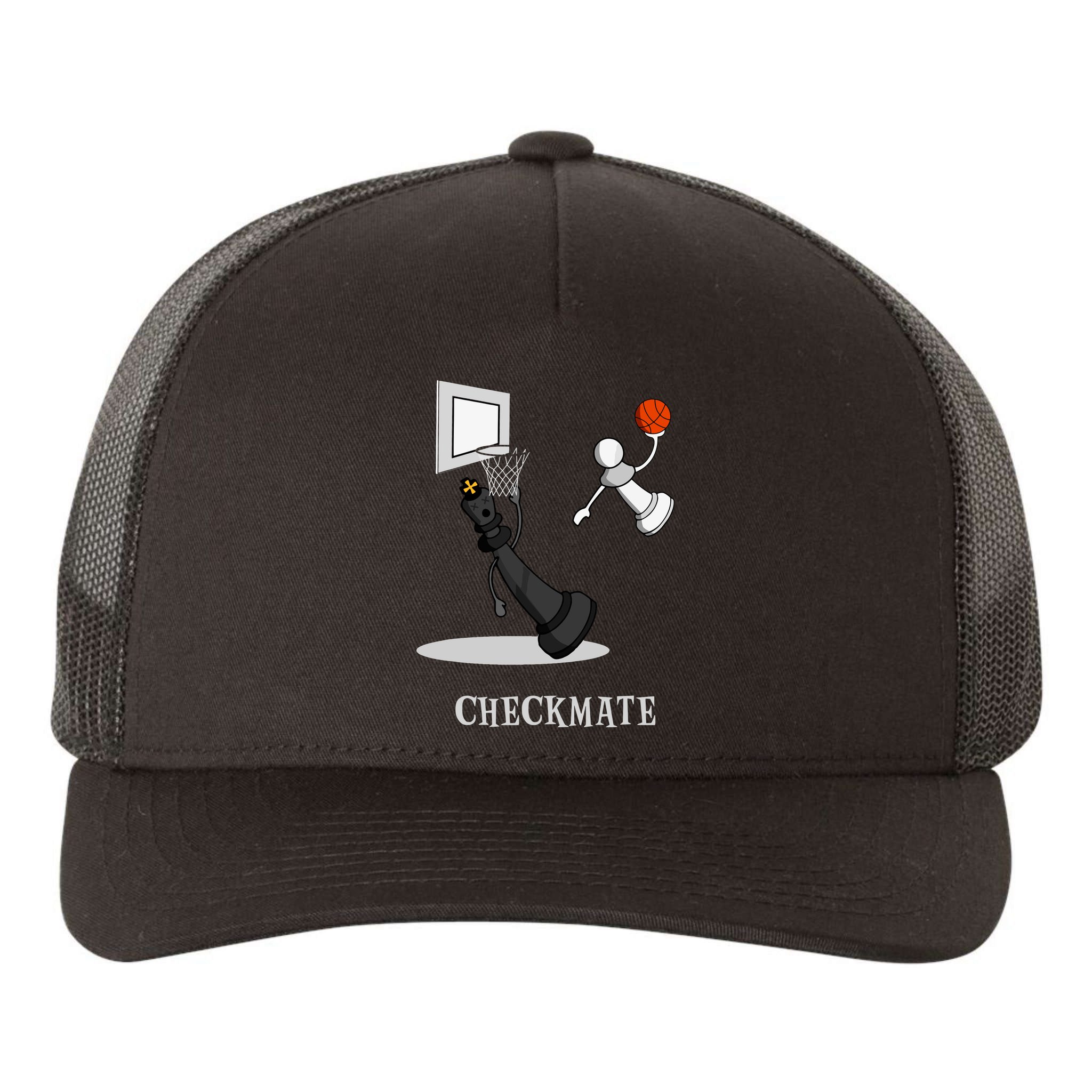 Funny Checkmate Chess Basketball Game Board King Pawn Piece Yupoong Adult 5-Panel Trucker Hat