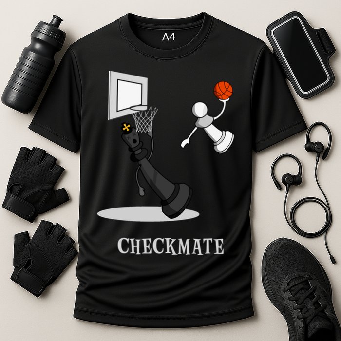 Funny Checkmate Chess Basketball Game Board King Pawn Piece Cooling Performance Crew T-Shirt