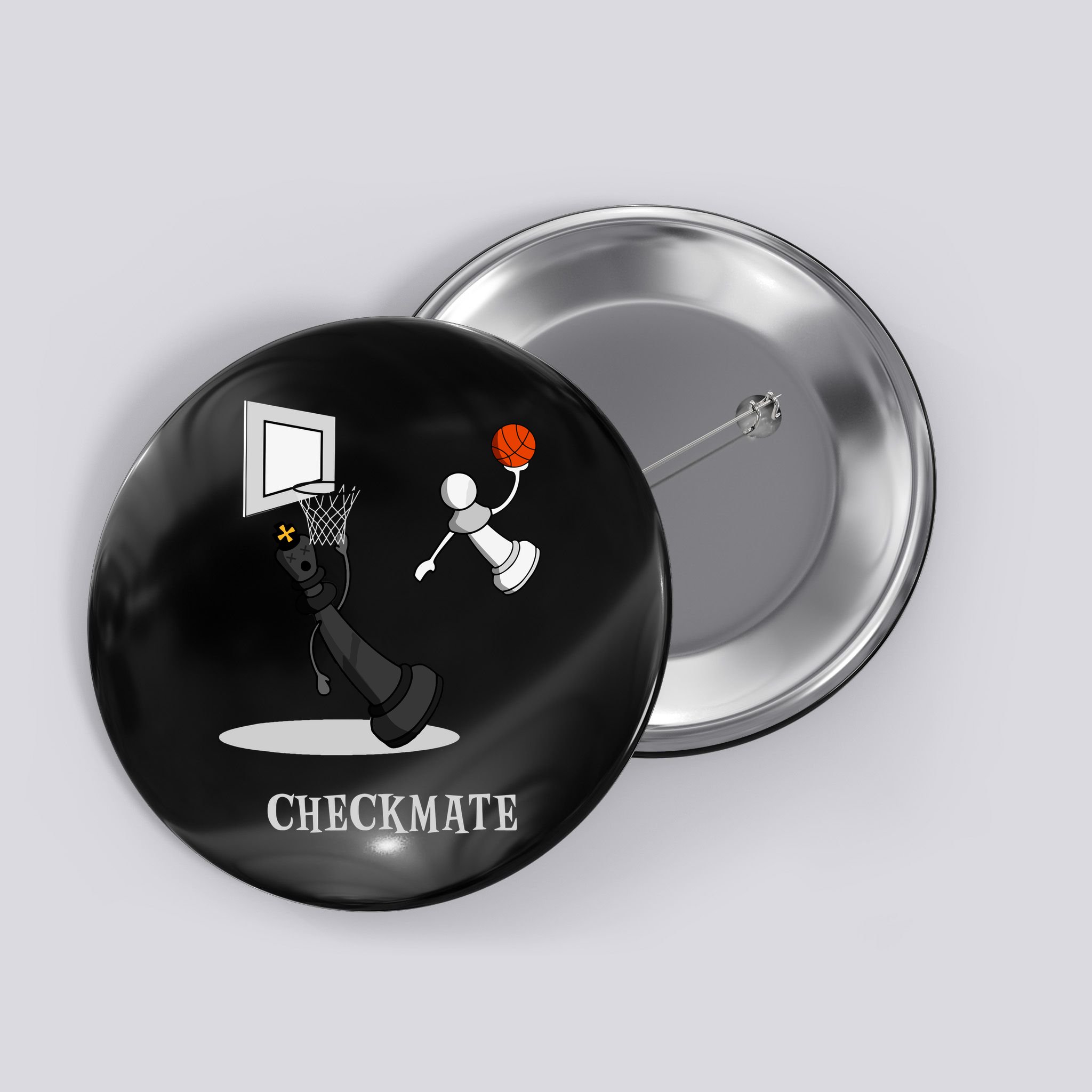 Funny Checkmate Chess Basketball Game Board King Pawn Piece Button