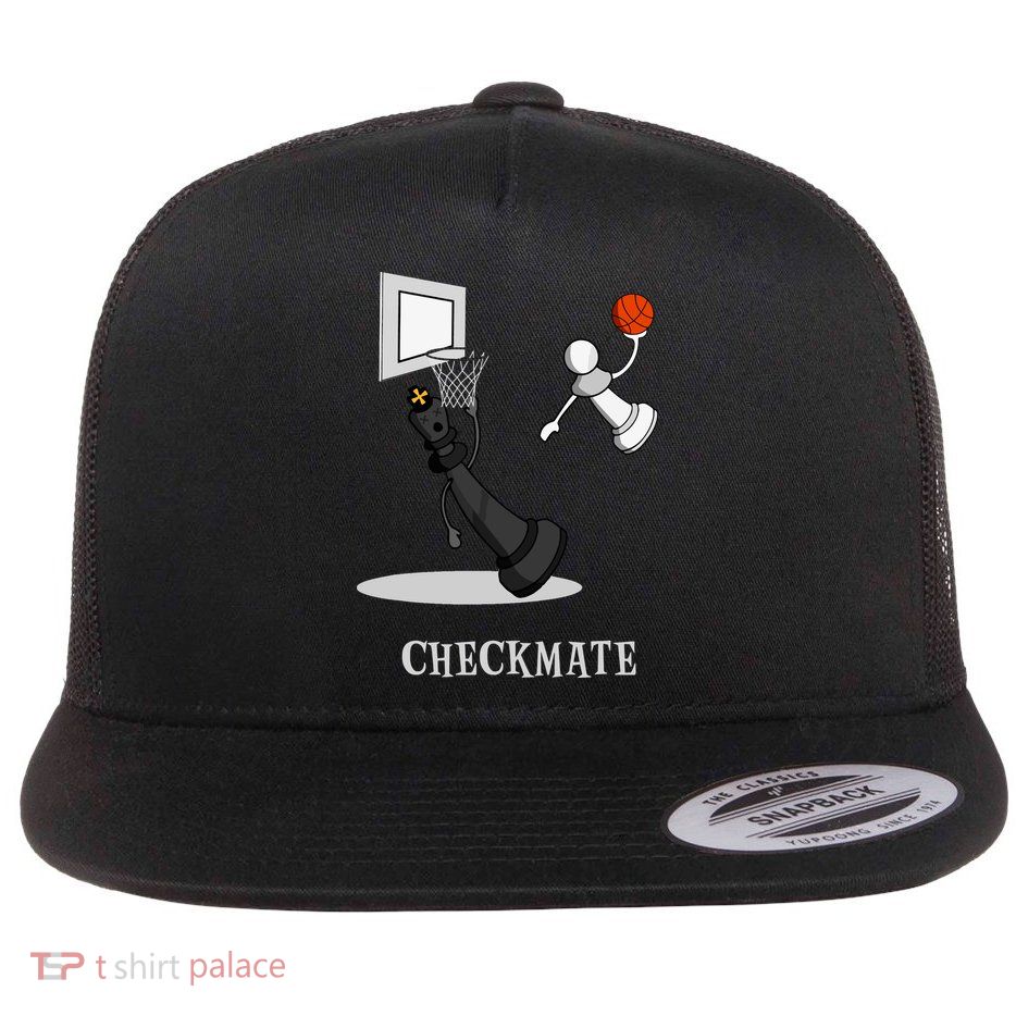 Funny Checkmate Chess Basketball Game Board King Pawn Piece Flat Bill Trucker Hat
