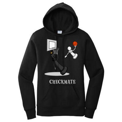 Funny Checkmate Chess Basketball Game Board King Pawn Piece Women's Pullover Hoodie
