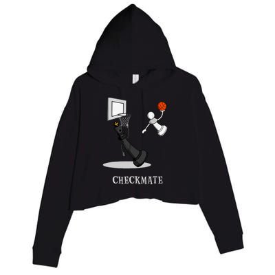 Funny Checkmate Chess Basketball Game Board King Pawn Piece Crop Fleece Hoodie