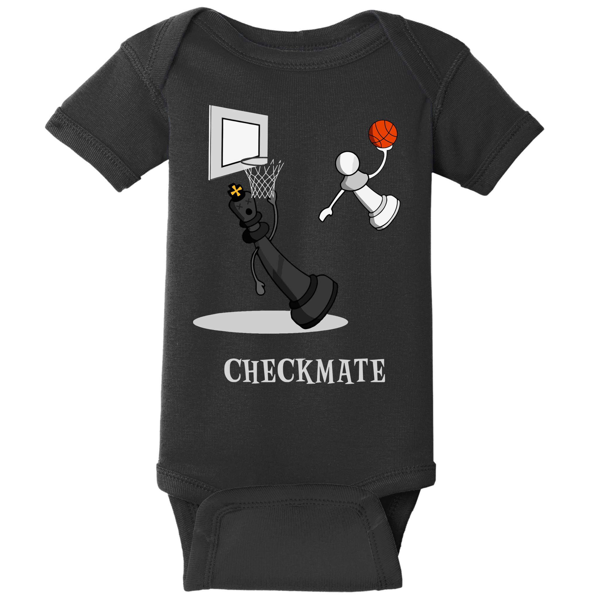 Funny Checkmate Chess Basketball Game Board King Pawn Piece Baby Bodysuit
