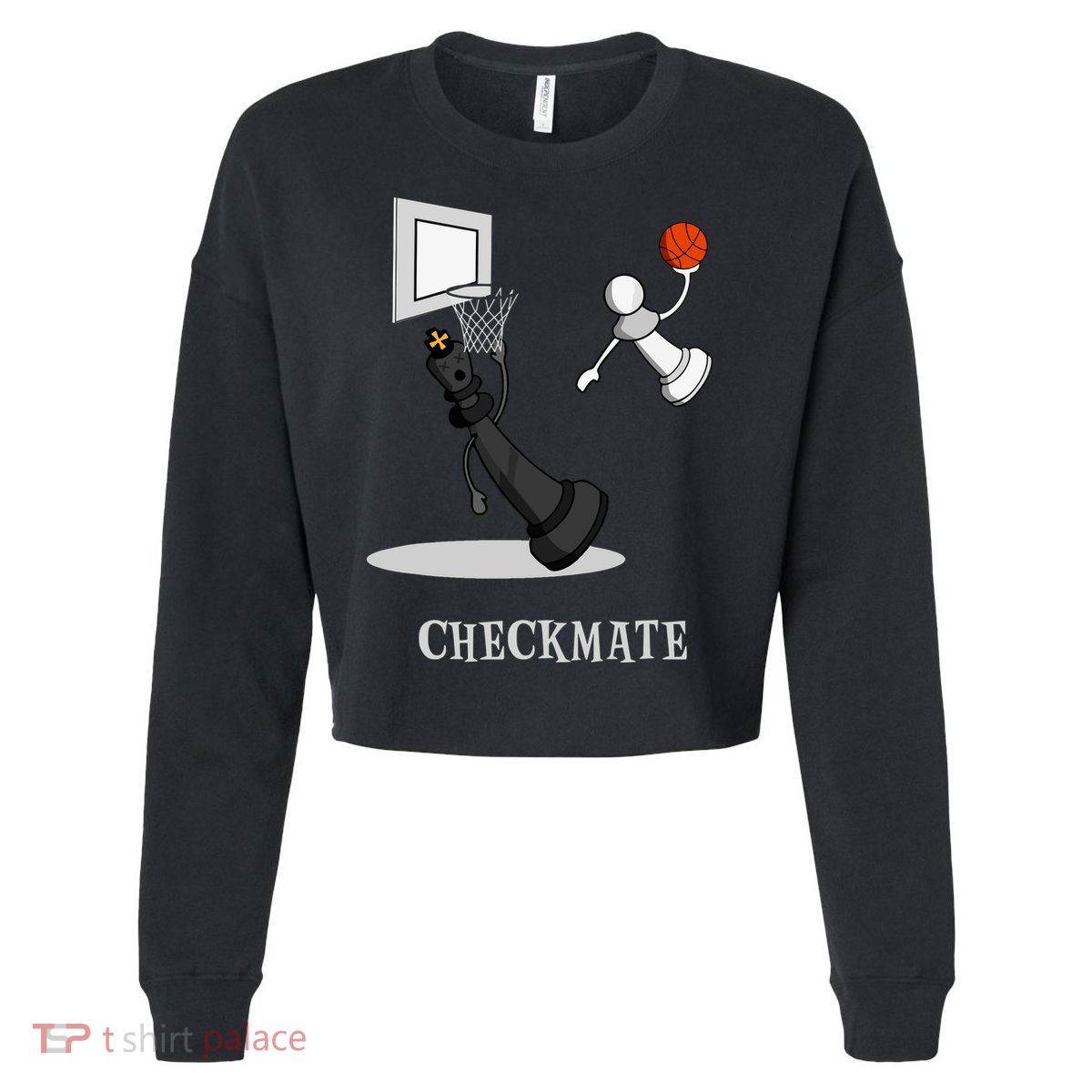 Funny Checkmate Chess Basketball Game Board King Pawn Piece Cropped Pullover Crew